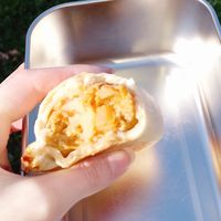 vegan hack empanada - von innen #Veganuary at El Malevo Argentinische Empanadas HHU in Dusseldorf