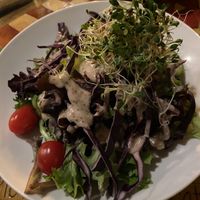 Vegan Dijon on salad at Scallions in Saratoga Springs