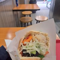 Pita stuffed with falafel and salad at Maoz - Xavier Privas in Paris