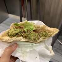 Was really hungry and sorry if all you see is a half eaten falafel pita! at Maoz - Xavier Privas in Paris