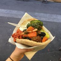Customized falafel sandwich  at Maoz - Xavier Privas in Paris