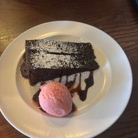 Vegan fudge cake and sorbet! at The Commodore Inn in Grange-over-sands