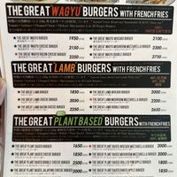 Menu  at The Great Burger Stand in Tokyo