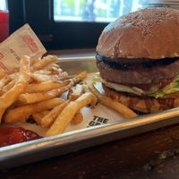 Pineapple burger & fries. Very juicy burger!  at The Great Burger Stand in Tokyo