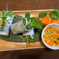 Vegetable Spring rolls with Vegan sauce at Hoang's Restaurant Vietnamese Cuisine in Hanoi