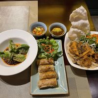 Dumplings, spring rolls, cao lau  at V Vegan in Hoi An