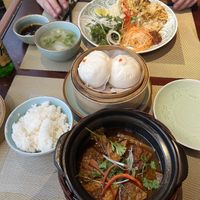 Caramelized tofu / Bao Buns / vegan chicken ricee  at V Vegan in Hoi An