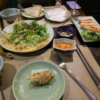 Crispy pancake and deep fried spring rolls  at V Vegan in Hoi An