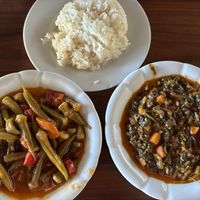 Okra and spinach dishes. Costed 290 lira (7.8€)  at Büyükada Konak Restoran in Adalar
