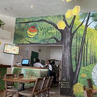 decor at Vegan Planet in Cancun