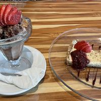 chocolate ice cream and the classic cheesecake! at Vegan Planet in Cancun