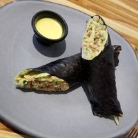 Raw nori burrito at Vegan Planet in Cancun
