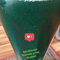 Spirulina con limonada y miel de agave at Vegan Planet in Cancun