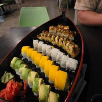 Vegan Sushi Boat ⛵️ We asked for 1 of each vegan roll at Samurai Sombrero in Tucson