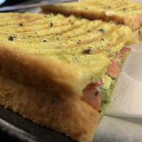 Cheese tomato and pesto toastie   at Black Lion Bakery & Cafe in Wellington