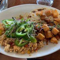 Tofu scramble with potatoes and corn tortillas    at Papa Kona in Kailua Kona