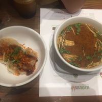 The Badge Dumplings and Chili Mushroom Soup at Beyond Sushi - Union Square in New York City