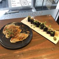 Dumplings and vegan sushi... yum at Beyond Sushi - Union Square in New York City