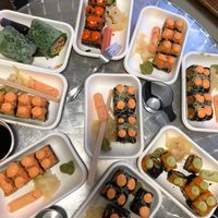 Spicy Mang, sunny side,  and might mushroom + 1 nutty buddy rice paper at Beyond Sushi - Union Square in New York City