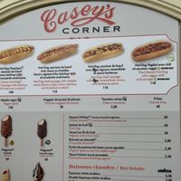 Casey’s corner menu  at Disneyland - Casey's Corner in Chessy