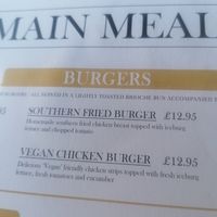 Vegan chicken burger at The Lodge Bar & Restaurant in Bridlington