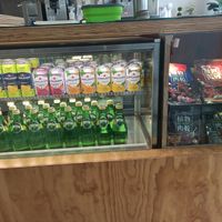 More drink choices and some vegan jerky for sale at Just Burger  in Chiayi