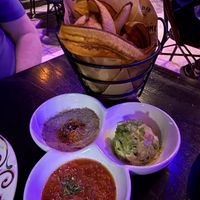 Trio of dips with plantain chips - vegan as is    at Cuba Libre in Orlando
