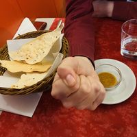Lentil bread. (epix) Fist (of destiny). Epic spicy sauce.  at Himalaya Kök och Bar in Gothenburg