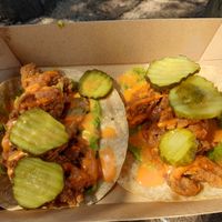 Mushroom tacos: good but wish the mushrooms had more substance to them, they were oyster but gave enoki vibes (all crunch, no "meat"), nice pickles (more sweet than sour) at Purple Rabbit Food Truck in Ascot Vale