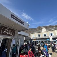 It is very near the station!  at Les 3 Vallées Cafe in Moutiers