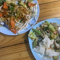 We already ate a lot here, phad Thai and some vegetables   at Racha in Krabi