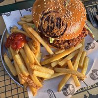 Vegan Burger and fries  at 18B in Iseo