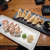 Vegan gyoza and tempura sushi rolls at Maneki in Dublin