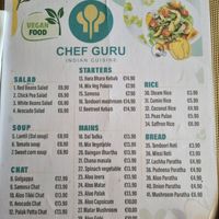 Vegan Menue at Chef Guru - Indian Cuisine  in Funchal