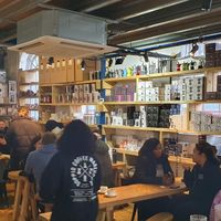 Seating area #Veganuary at Doppio Coffee Warehouse Kentish Town in North West London