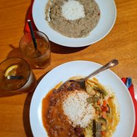 Bottom: massamba and top: makoufe at Cantinho do Aziz in Lisbon