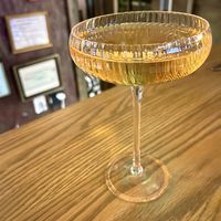 Prosecco rosé (love the glassware)  at Poco Fiasco  in Dallas