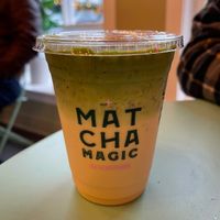 my bfs fruity pebble matcha latte (note: many vegans to do not view fruity pebbles as vegan — up to personal preference)   at Matcha Magic in Bellevue