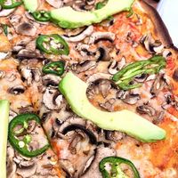 Alessandra Jalapeño on the GF/vegan crust with vegan cheese  at Mister O1 Dallas in Dallas