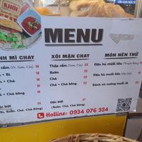 Menu at Banh Mi Chay Khoi - Food Stall in Ho Chi Minh City