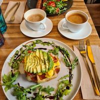 Vegan breakfast and Avocado toast/croffle at Craffles in Vancouver