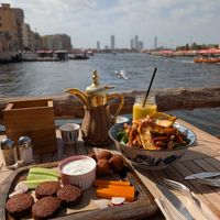 Falafel with dip and a salad with halloumi at Mazmi Coffee & More in Dubai