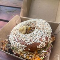 Dukkah bagel at Biggie Bagels in Whangarei