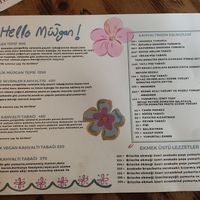 front side of menu (back unpictured) at Müjgan Yeldeğirmeni in Istanbul