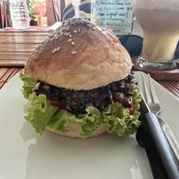 Bean burger (230 baht; smoothies 140 baht each)   at Krua Panida - ครัวพนิดา in Krabi