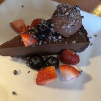 Vegan salted chocolate tartt  at Sweet Grass Grill in Tarrytown