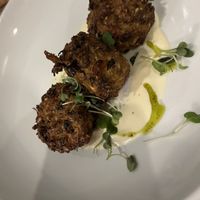 Artichoke cakes (delicious!)  at Sweet Grass Grill in Tarrytown