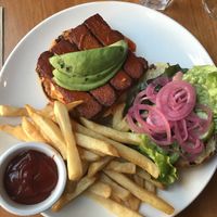 Buffalo tempeh burger  at Sweet Grass Grill in Tarrytown