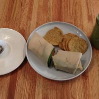 Jungle Gym smoothie and Spicy Bean wrap at Roots Organic Juice Cafe in Valparaiso