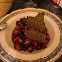 Crujientes caseros con tartar de remolacha   at Utopía in A Coruna